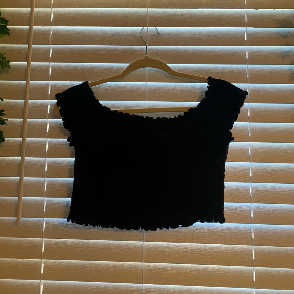 Black off the shoulder crop top